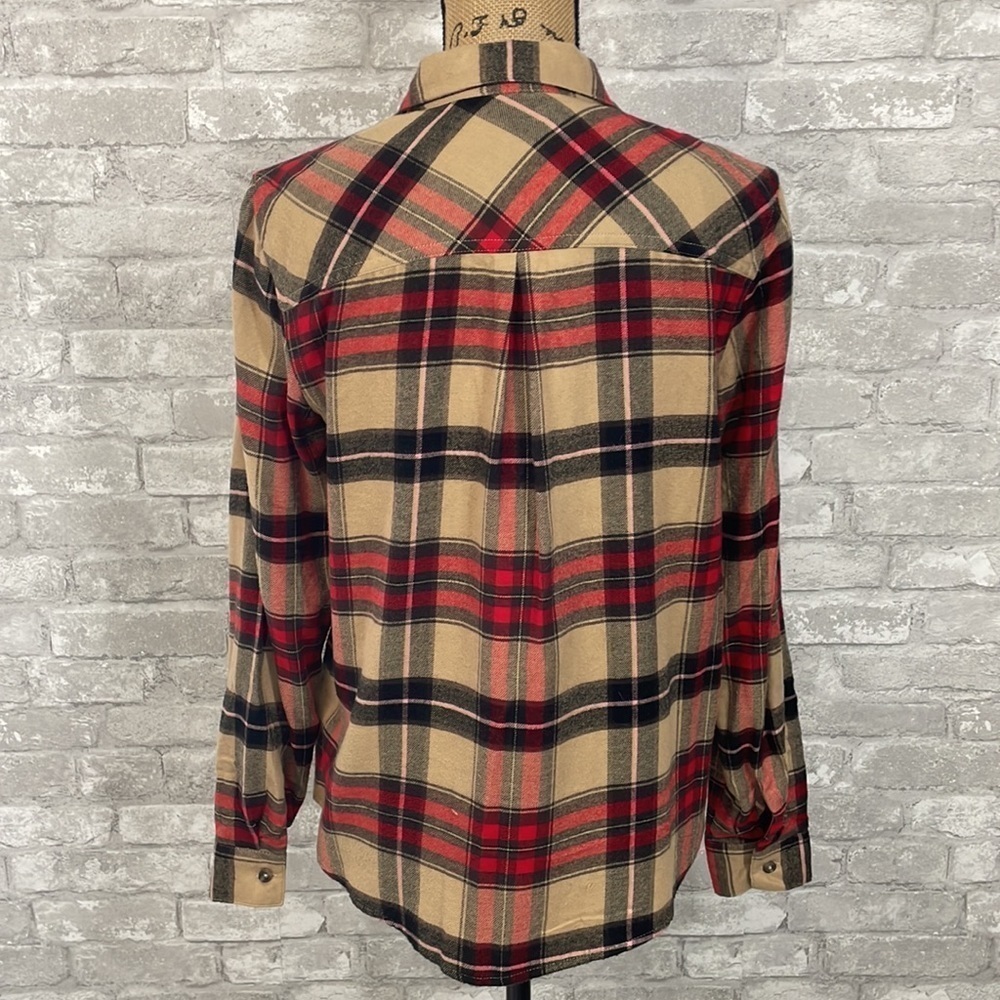 Maurices Khaki Plaid Super Soft Button Down Shirt - Picture 4 of 6